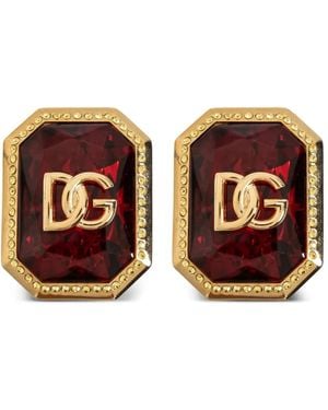 Dolce & Gabbana Dg Logo Crystal-Embellished Clip-On Earrings - Metallic