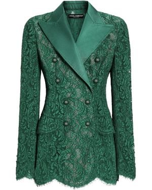 Dolce & Gabbana Lace Double-Breasted Blazer - Green