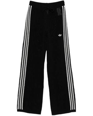 adidas Three-Stripe Open-Knit Pants - Black