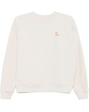Maison Kitsuné Chillax Pullover Mit Fuchs-Patch - Weiß