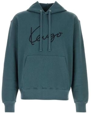 KENZO Logo-Embroidered Hoodie - Blue