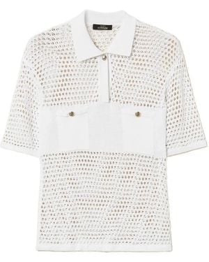 Twinset Polo En Résille - White