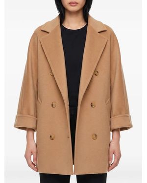 Max Mara Rebus Double-Breasted Coat - Natural