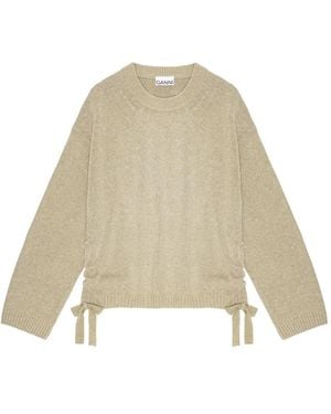 Ganni Pullover Mit Schleifenverschluss - Natur