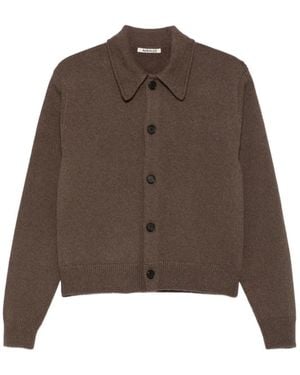 AURALEE Fine-Knit Wool Cardigan - Brown