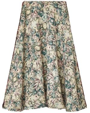 Ganni Floral-Jacquard Maxi Skirt - Multicolour