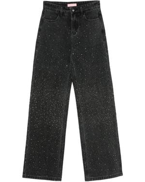 Twentyfourhaitch Anser Rhinestone-Embellished Wide-Leg Jeans - White