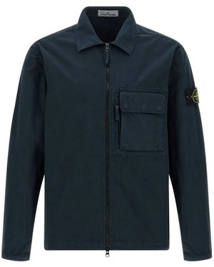 Stone Island Zip-Fastening Patch-Pocket Shirt Jacket - Blue