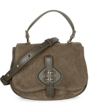 Coccinelle Mini Mavery Pebbled Leather-Trim Suede Tote Bag - Metallic