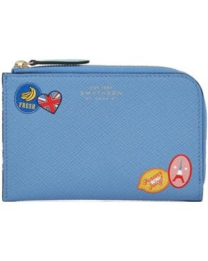 Smythson Panama Stickers Pouch - Blue