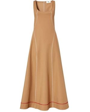 Fendi Robe Longue À Détails De Coutures - Neutre