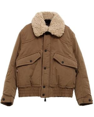 Moncler Shearling-Collar Quilted Jacket - Brown