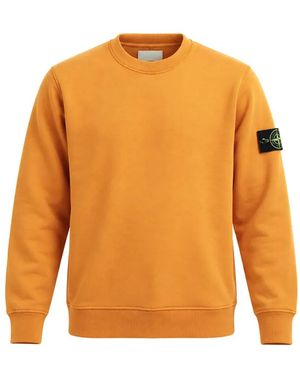 Stone Island 6100060 Organic-Cotton Fleece Regular-Fit Crewneck Sweatshirt With Raglan Sleeves - Orange
