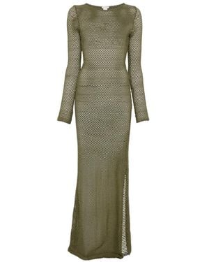 from bikini Crochet-Knit Side-Slit Maxi Dress - Green