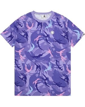 Aape By A Bathing Ape Moonface Camo-Print T-Shirt - Purple