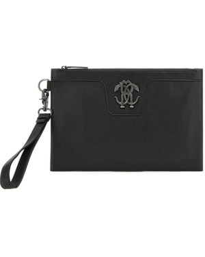 Roberto Cavalli Clutch Mit Monogramm - Schwarz