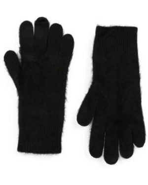 Soft Goat Fine-Knit Gloves - Black