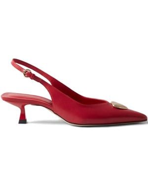 Claudie Pierlot 30Mm Heart-Plaque Slingback Court Shoes - Red