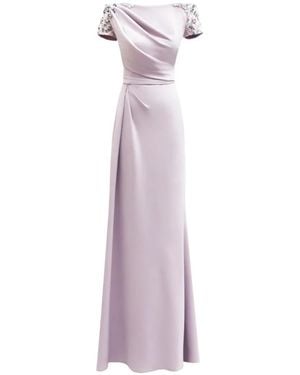 Gemy Maalouf Off-Shoulder Beaded Dress - Purple