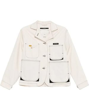 Song For The Mute Art Patch-Pocket Topstitch Jacket - White