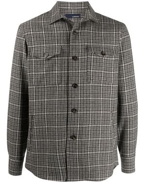Lardini Check Button-Up Shirt Jacket - Grey