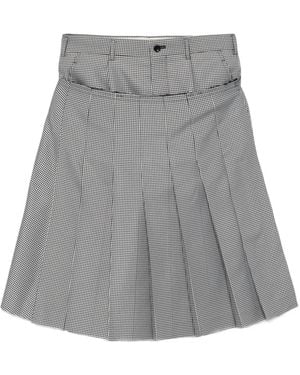 Comme des Garçons Pleated Check Midi Skirt - Grey