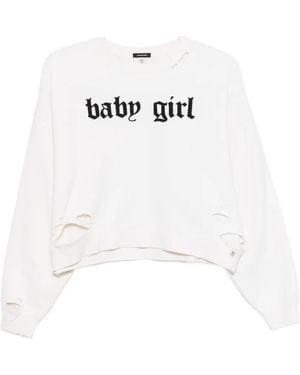 R13 Sweat Baby Girl À Effet Usé - White