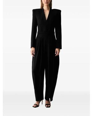 KARL LAGERFELD Structured-Shoulder Wide-Leg Jumpsuit - Black