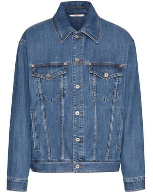 Valentino Garavani Logo-Appliqué Denim Jacket - Blue
