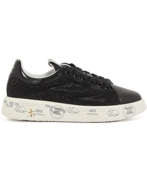 Premiata Crystal-Embellished Trainers - Black