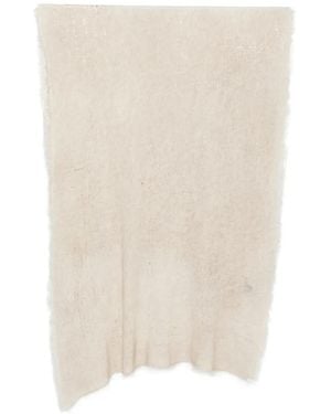 Avant Toi Foil-Print Frayed Scarf - White
