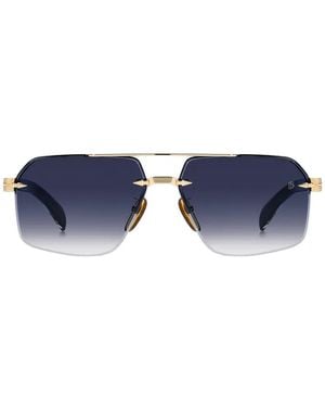 David Beckham Rimless Geometric-Frame Sunglasses - Blue