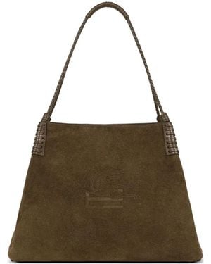 Etro Large Libra Suede Tote Bag - Brown