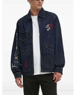 Desigual Logo-Embroidered Denim Jacket - Blue