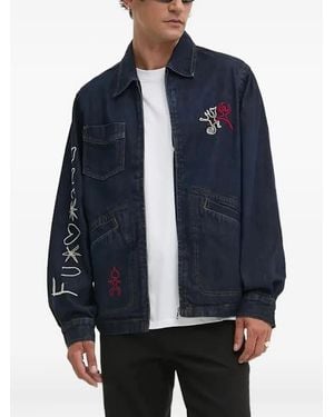 Desigual Logo-Embroidered Denim Jacket - Blue