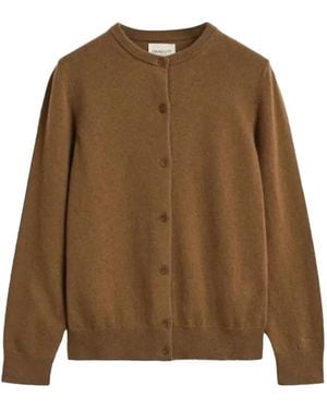 GANT Lambswool Button-Up Cardigan - Brown