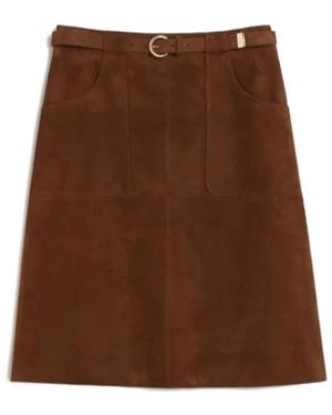 Max Mara Belted A-Line Midi Skirt - Brown