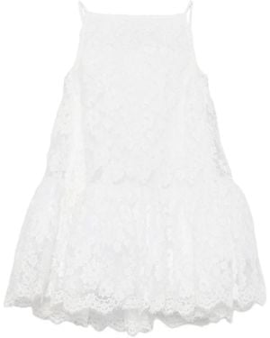 Givenchy Lace-Overlay Tiered Mini Dress - White