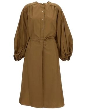 Loulou de Saison Balloon-Sleeved Midi Dress - Natural