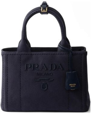 Prada Jardinière Small Cotton Canvas Bag - Blue