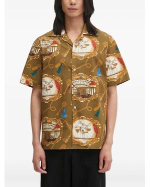 Drole de Monsieur Patterned Short-Sleeve Shirt - Brown