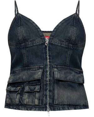 DIESEL De-Mellis-S Zip-Front Flap-Pocket Top - Blue