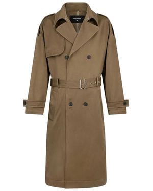 DSquared² Belted Double-Breasted Trench Coat - Natural