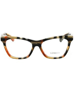Burberry Check-Pattern Cat-Eye Glasses - Brown