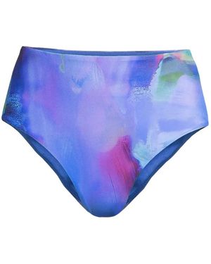Casall Abstract-Print High-Waisted Bikini Bottoms - Blue