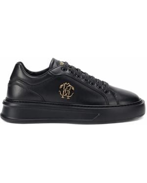 Roberto Cavalli Logo-Plaque Platform Sneakers - Black