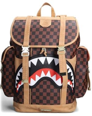 Sprayground Checkerboard-Pattern Backpack - Brown