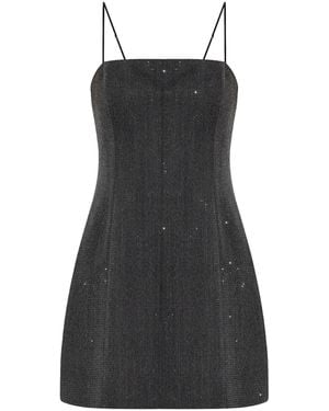 Alexander Wang Mini Dress With Crystal Accents And Spaghetti Straps - Black