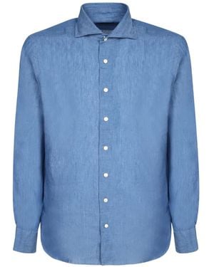 Dell'Oglio Long-Sleeve Spread-Collar Shirt - Blue