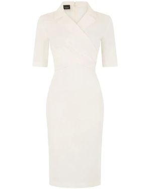 Pinko Wrap-Front Notched-Collar Dress - White